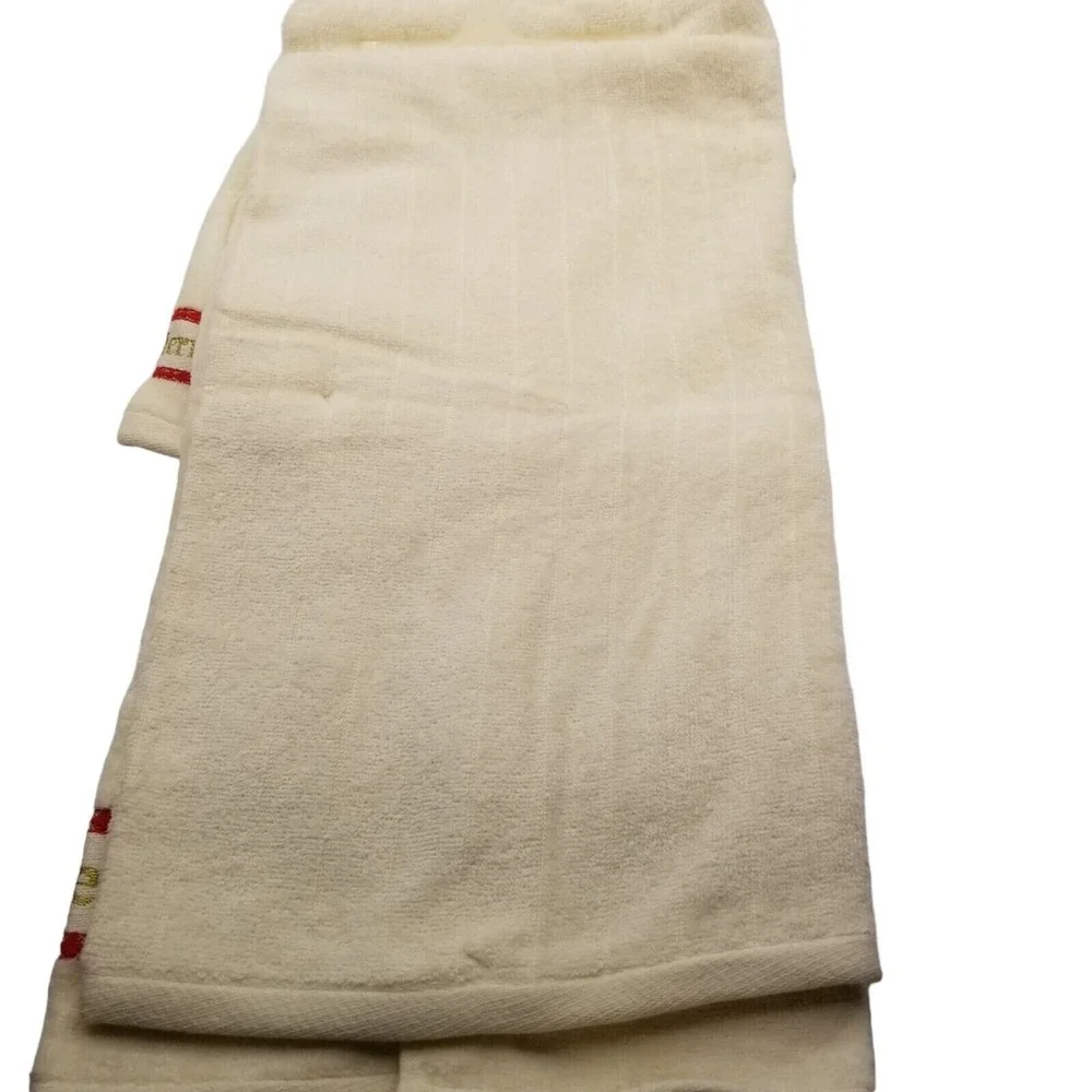 Home Collection Towel Set Unisex OS Vintage Christmas Beige Reindeer Sleigh 3pc